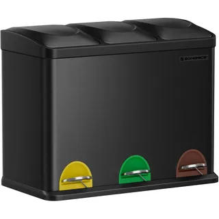 Songmics Mülleimer 3 x 15 l Schwarz