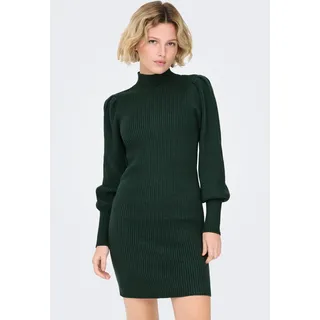 Strickkleid ONLY "ONLKATIA L/S DRESS KNT NOOS", Damen, Gr. L, N-Gr, grün (june bug), Strick, Obermaterial: 50% Viskose, 27% Nylon, 23% Polyester, unifarben, regular fit ca. Mitte Oberschenkel, hoch geschlossener Ausschnitt, Puffärmel Rippbündchen, Kleider Strickkleid, Viskosemischung