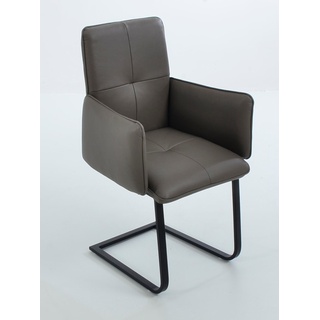 Freischwinger K+W KOMFORT & WOHNEN "6502" Stühle Gr. B/H/T: 61 cm x 90 cm x 62 cm, Leder CASAY, braun (canyon) Freischwinger mit Armlehnen, Flachstahlkufe in schwarz