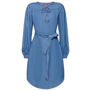 Esprit Midikleid Leichtes Jeanskleid mit Bindegürtel blau 36