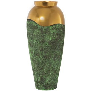 DRW Hoher Bodenvase aus Keramik in Grün und Gold, 32 x 32 x 80 cm