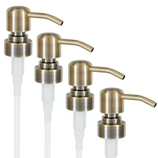 ALTGLAS 4 Stück Seifenspender Pumpkopf Zagreb - Doppelpack Edelstahl Pumpaufsatz mit 28mm Gewinde als Ersatz Pumpe und Upcycling mit Jacky Flaschen (Vintage Bronze)