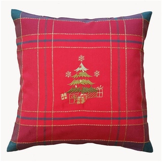 Kissenhülle mit verschiedenen Motiven Advent Weihnachten Winter, TextilDepot24, mit Reißverschluss bunt|rot