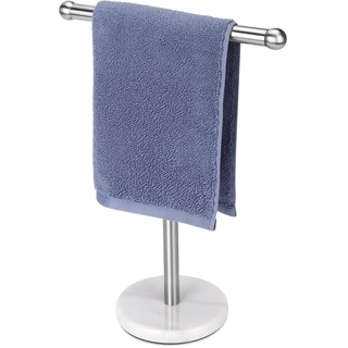 Handtuchhalter Ständer mit schwerem Edelstahlsockel, T-Form Handtuchhalter, freistehend für Badezimmer Waschtisch, Arbeitsplatte, 304 Edelstahl (gebürstetes Silber)