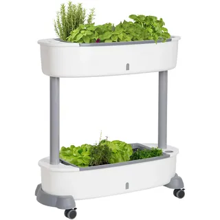 ONVAYA® Hochbeet mit Rollen für den Balkon ǀ 2 Etagen ǀ Innen- und Außentopf ǀ mit Wasserstandsanzeiger & Selbstbewässerungssystem ǀ Hochbeet aus Kunststoff