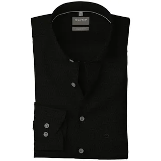 OLYMP Langarmhemd Luxor comfort fit Struktur - Satin, comfort fit, Businesshemd, New-Kentkragen schwarz 39