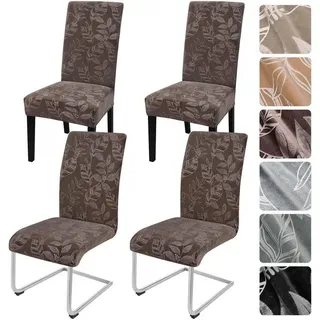 LuxusKollektion Stuhlbezug Stuhlhussen Samt elastisch Freischwinger Esszimmer Dunkelbraun 4er set