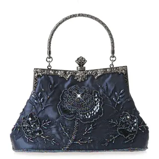 DA BODAN MMYOMI Vintage Floral Perlen Strass Stickerei Clutch Pailletten Hochzeit Abschlussball Tasche Braut Damen Crossbody Abend Handtasche