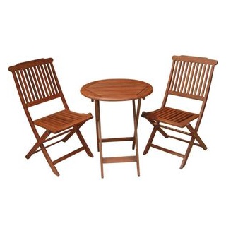 Garden-Pleasure Bistrotisch PRAG, braun, rund, Tisch mit 2 Stühlen, 3-teilig
