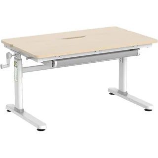 HOKO Kinderschreibtisch höhenverstellbar, Schreibtisch für Kinder 100x60 cm | mit neigbarer 100x40 cm Tischplatte, Schublade, Haken, Stahlrahmen, für Kinderzimmer und Jugendzimmer, Holzoptik, LUKA