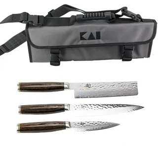 KAI Shun Tim Mälzer Messerset +KAI Messertasche, TDM-1700 (Officemesser), TDM-1701 (Allzweckmesser) und TDM-1742 (Nakiri)