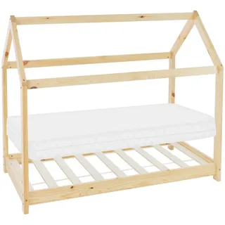 ML-Design Kinderbett Hausbett 80 x 160 cm Kiefer natur beige