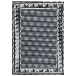 Vimoda Outdoorteppich Flachgewebe Teppich Terrassen & Balkonteppich in 4 Sommerfarben, Rund, Läufer Blakon Esszimmer passt als Küchenteppich blau Rund | Ø 160 cm x 0 cm x 0 cm