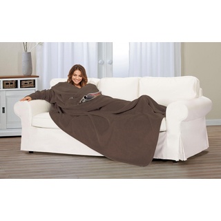 Einschlagdecke »Ärmeldecke«, mit Brusttasche und integrierter Handytasche, Kuscheldecke, 38103844-0 braun B/L: 150 cm x 240 cm