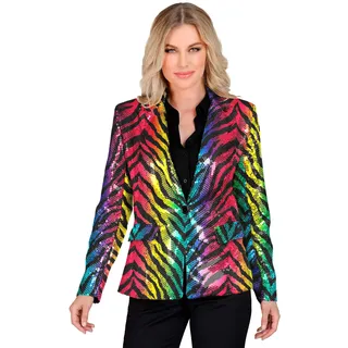 W WIDMANN MILANO Party Fashion - Pailletten Blazer Damen | Funkelndes Jackett mit Glitzer-Look, auffälliges Party-Outfit für Karneval, Festival & Mottoparty