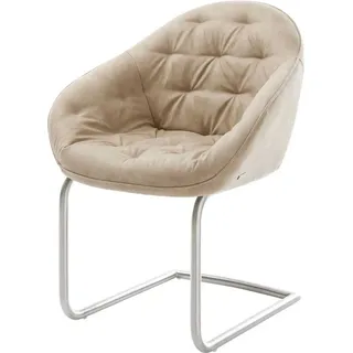 DeLife Schwingstuhl Gaio-Flex Beige Vintage Freischwinger rund Edelstahl - Beige,