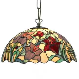 Artistar Tiffany Hängelampe ATHINA, dimmbar, Multicolour, für Wohn- / Esszimmer, Glas, Tiffany, Pendelleuchte - 40 cm - 40 cm - 63 cm