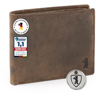 Berliner Bags Vintage Geldbörse, Portmonee aus Leder, Geldbeutel mit TÜV-geprüftem RFID-Schutz, für Herren - Braun