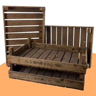 Vintage-Möbel24 GmbH 4 stabile Holzsteigen 75x51x9cm - Rustikale Holzkiste als Wandregal Küchenregal Badregal Gewürzregal Regal Kistenregal Obstkistenregal - rustikale Obstkiste