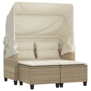 vidaXL Gartensofa 2-Sitzer mit Dach beige