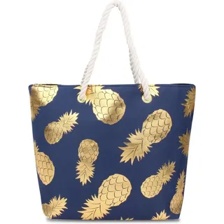 Normani Strandtasche Baumwolle Blue/Gold