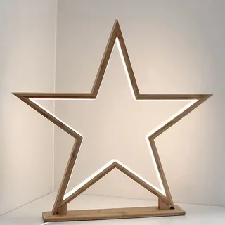 Spetebo LED Stern LED Lampe STERN 33 cm - Modell: groß, 2, LED, warmweiß, Tischlampe braun 53,5 cm x 53 cm x 6,5 cm