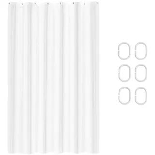 Duschvorhang Weiß 100x200 cm Anti Schimmel Wasserabweisend Waschbar Polyester Stoff Badevorhang für Badezimmer Badewanne Dusche mit 6 Haken Beschwerter Saum Duschspinne Duschvorhang Mit Gewicht