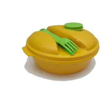 TUPPERWARE To Go Salat&Go 1,0L gelb grün Picknick Behälter + Besteck Salat & Go 7412