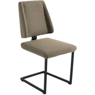 Esszimmerstuhl K+W KOMFORT & WOHNEN "Longbeach, Freischwinger", beige (sand, schwarz), B:48cm H:95cm T:61cm, Stühle, Esszimmerstuhl, mit Gestell und Abstandshalter in Metall schwarz Struktur, Sitzkomfort