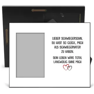 22Feels Bilderrahmen Schwiegersohn Geschenk Deko v. Schwiegerpapa Hochzeit Geburtstag, für 1 Bilder, IN DEUTSCHLAND BEDRUCKT weiß