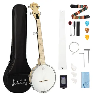 Mulucky 5-String Banjo Mini.28 Zoll Reise Banjo Ahorn, geschlossene Solid Back Anfänger Kit mit Gig Bag Tuner Picks Strings Strap mit B805