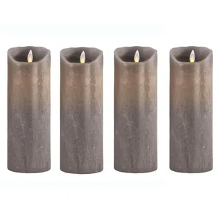 SOMPEX 4er Set Flame LED Echtwachskerze Sand metallic 8x23cm