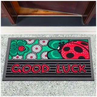 ANRO Schmutzfangmatte Fußmatte Schuhabstreifer Türmatte Schuhmatte Gummi Fußabtreter rutschfest für außen, innen, Eingangsbereich Good Luck 40x68cm