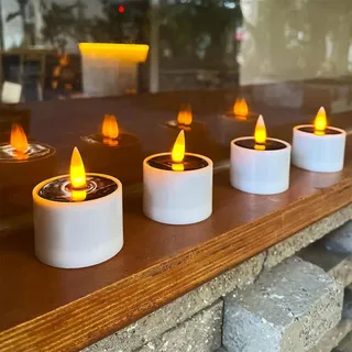 Yeehliny Solar Teelichter Außen Wasserdicht Wiederverwendbare LED Teelicht Kerzen Kerzenlichter Kerzenlampe für Camping Laterne Garten Hochzeit Festival Dekoration (4 Stück)