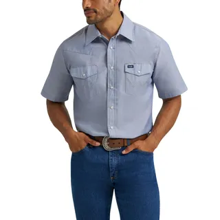 Wrangler Herren-Arbeitshemd, Cowboy-Schnitt, Western-Stil, Zwei Taschen, Ss Snap, Chambray Blue, XL - XL