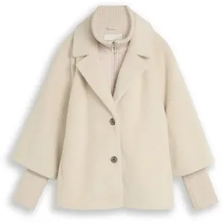 Tom Tailor Damen Cosy Cape Jacke im 2-in-1-Look, weiß, Uni, Gr. M