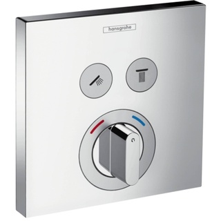 hansgrohe ShowerSelect - Duscharmatur Unterputz für 2 Verbraucher, Mischbatterie Dusche eckig, Einhebelmischer für iBox universal, Chrom