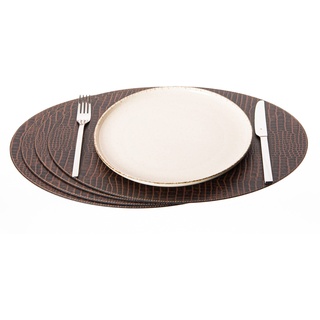 Nikalaz Oval Platzsets aus Recyceltem Leder, 4 Stück Tischsets, Tisch-Matten, Platzdeckchen 45.7 x 33 cm (Crocodile)