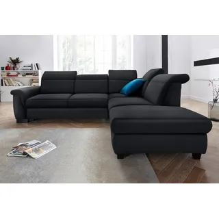 DOMO collection Eckcouch Kunstleder 2-Sitzer Schwarz