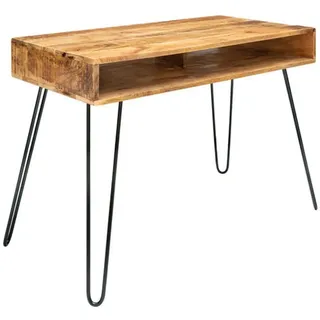 LebensWohnArt Konsolentisch Industrie-Look Schreibtisch ALINA 100cm natur Mangoholz Metallbeine