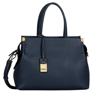 Shopper GABOR "Gela" Gr. B/H/T: 35 cm x 24 cm x 13,5 cm, blau Damen Taschen Handgepäck genarbtes Lederimitat mit schmückenden Metallecken, hochwertiges Logo