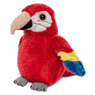 Uni-Toys Kuscheltier Papagei - versch. Farben - 13 cm (Höhe) - Plüsch-Vogel - Plüschtier, zu 100 % recyceltes Füllmaterial rot