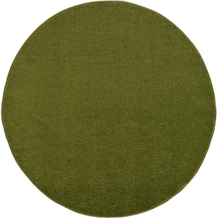 Teppich »Uni«, rund, robuster Kurzflorteppich, große Farbauswahl, 30064339-0 grün 13 mm