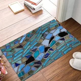 ANNKOOT Weich Badezimmerteppich 50x80 cm,Grün Türkis Blau Seeglas Grau Hell,rutschfest waschbar Badematte, Badteppich Mikrofaser Saugfähig Badvorleger Duschvorleger