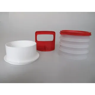 TUPPERWARE Küchenhelfer Hamburger-Maker Former Presse Frikadellen + Behälter (4)