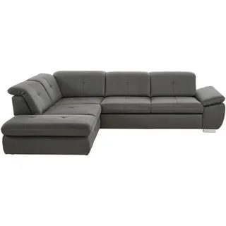 Beldomo Speed Ecksofa, Dunkelgrau, Metall, 3-Sitzer, Ottomane links, L-Form, 318x260 cm, Goldenes M, Typenauswahl, Bettkasten erhältlich, Stoffauswahl, Bettfunktion Hocker Rücken echt, Wohnzimmer, Sofas & Couches, Wohnlandschaften, Ecksofas