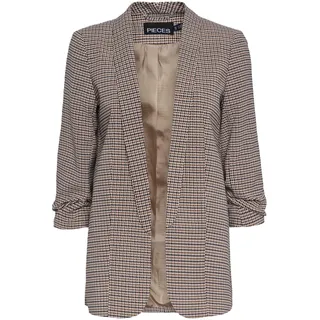 Pieces Boss 3/4 Printed Blazer - Silver Mink / Aop Houndstooth - S