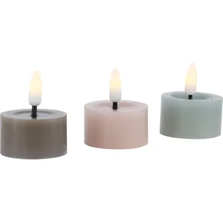 LED Teelicht 3D 4,5x2,5cm pink/grau/sand mit Timer CR2032 inkl.  - pk/gr/sand