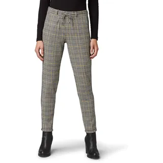 TOM TAILOR Damen Karierte Hose mit Tape-Detail 1013265, 19092 - Black White Yellow Glencheck, 36W / 32L - 36W / 32L