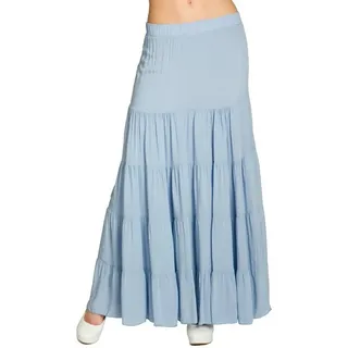 Caspar Faltenrock RO020 langer eleganter Damen Maxi Sommer Rock Maxirock - bodenlang bei ca. 157 cm Körpergröße blau ML
